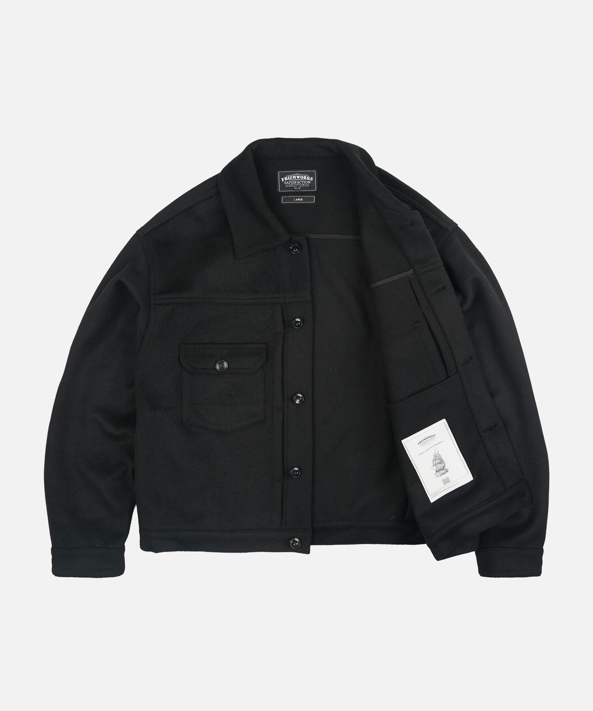 프리즘웍스(FRIZMWORKS) SOLID WOOL TRUCKER JACKET _ BLACK
