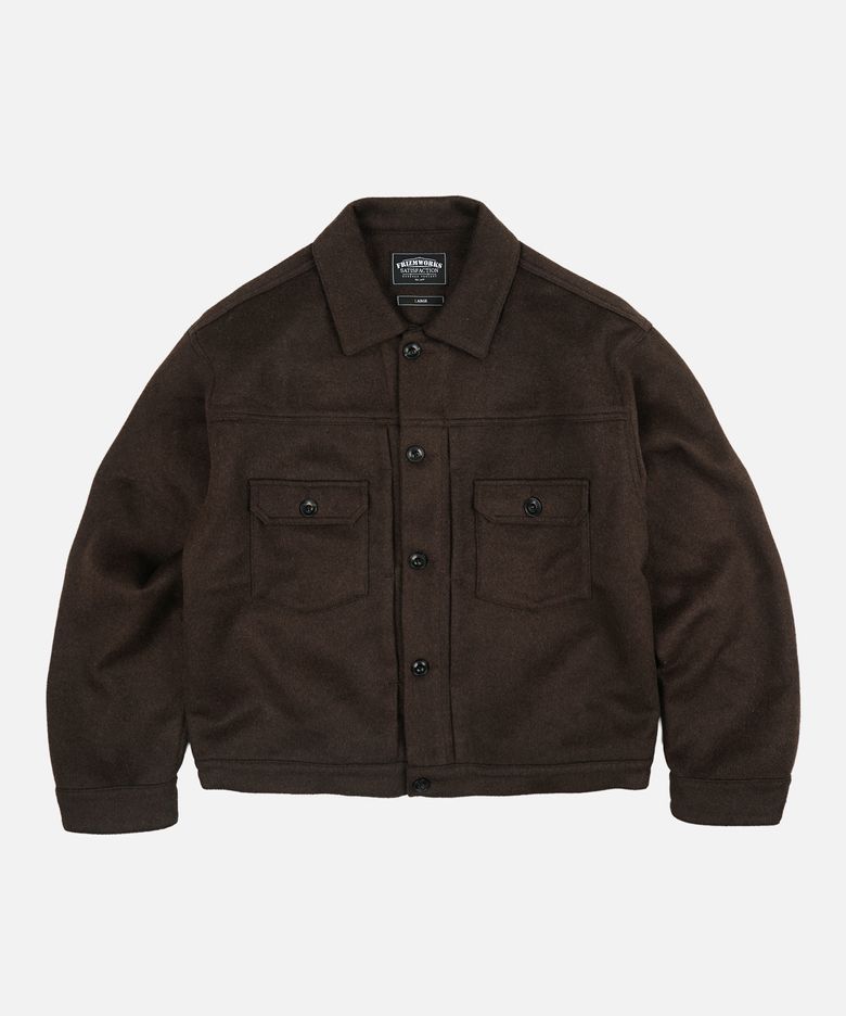 SOLID WOOL TRUCKER JACKET _ BROWN
