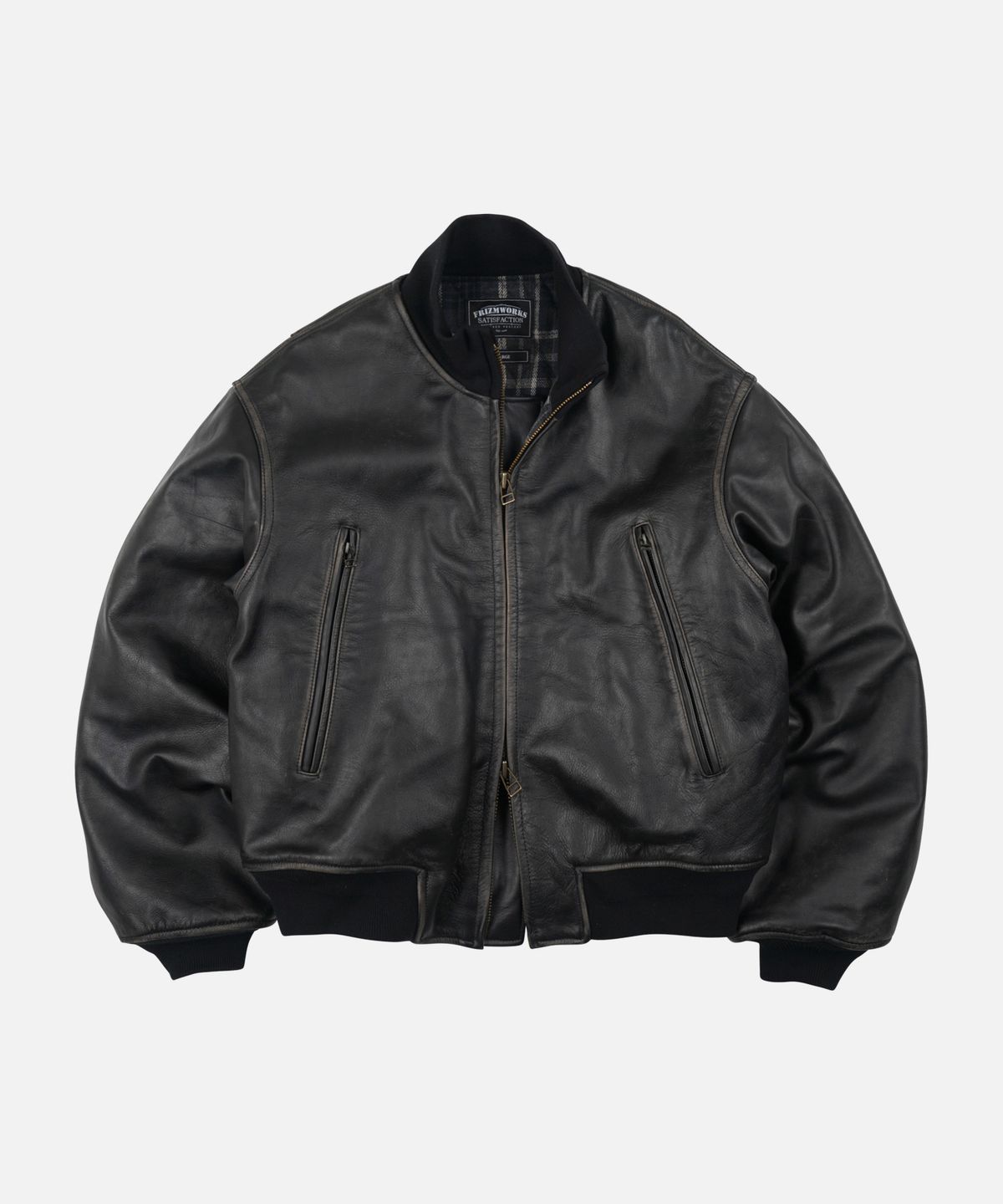 프리즘웍스(FRIZMWORKS) PATINA COWHIDE TANKER JACKET _ WASHED BLACK