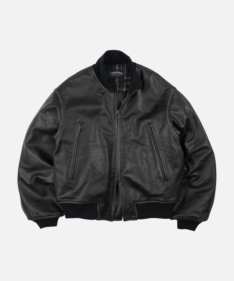 PATINA COWHIDE TANKER JACKET _ WASHED BLACK