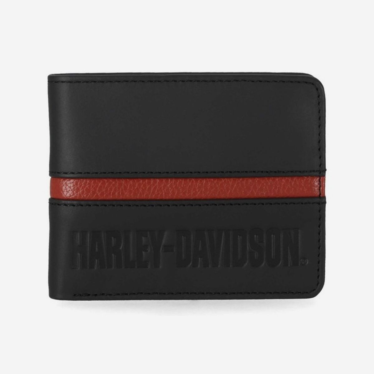 할리데이비슨(HARLEY-DAVIDSON) 센터블록 패스케이스 양면 가죽 지갑 블랙