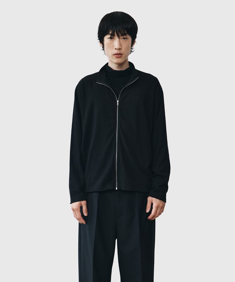 Cut-off Zip-up T-shirt - Black