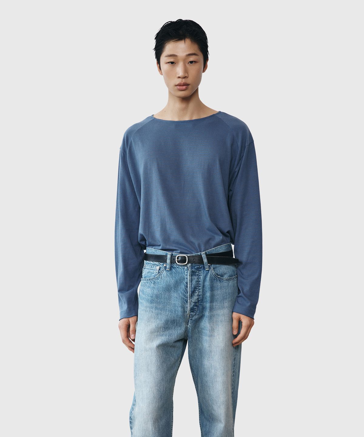 유스(YOUTH) Boat-neck Stripe T-shirt - Blue