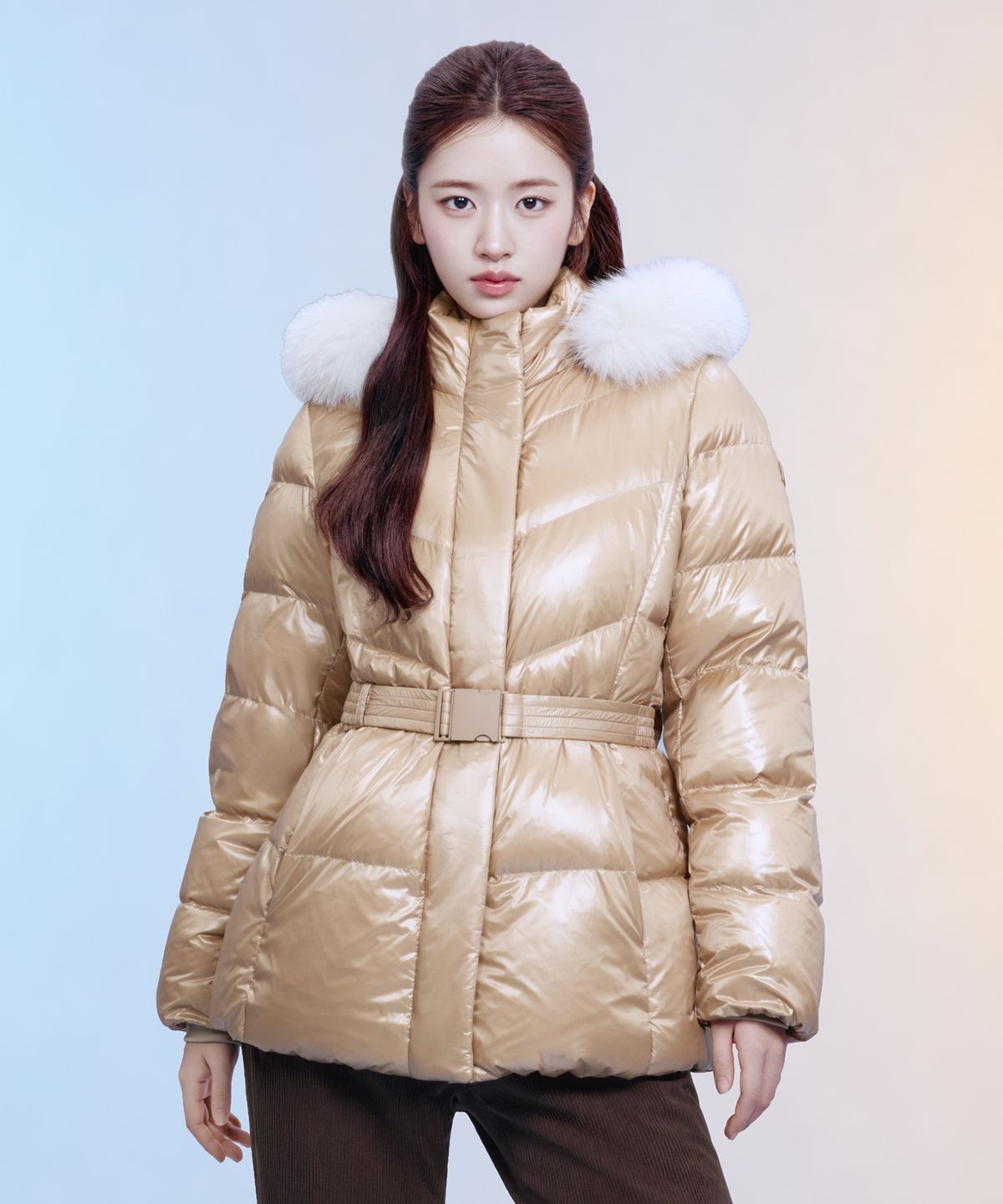 네파(NEPA) 7M82044 여자 여성 프리미아 글로시 벨티드 미드 다운 자켓