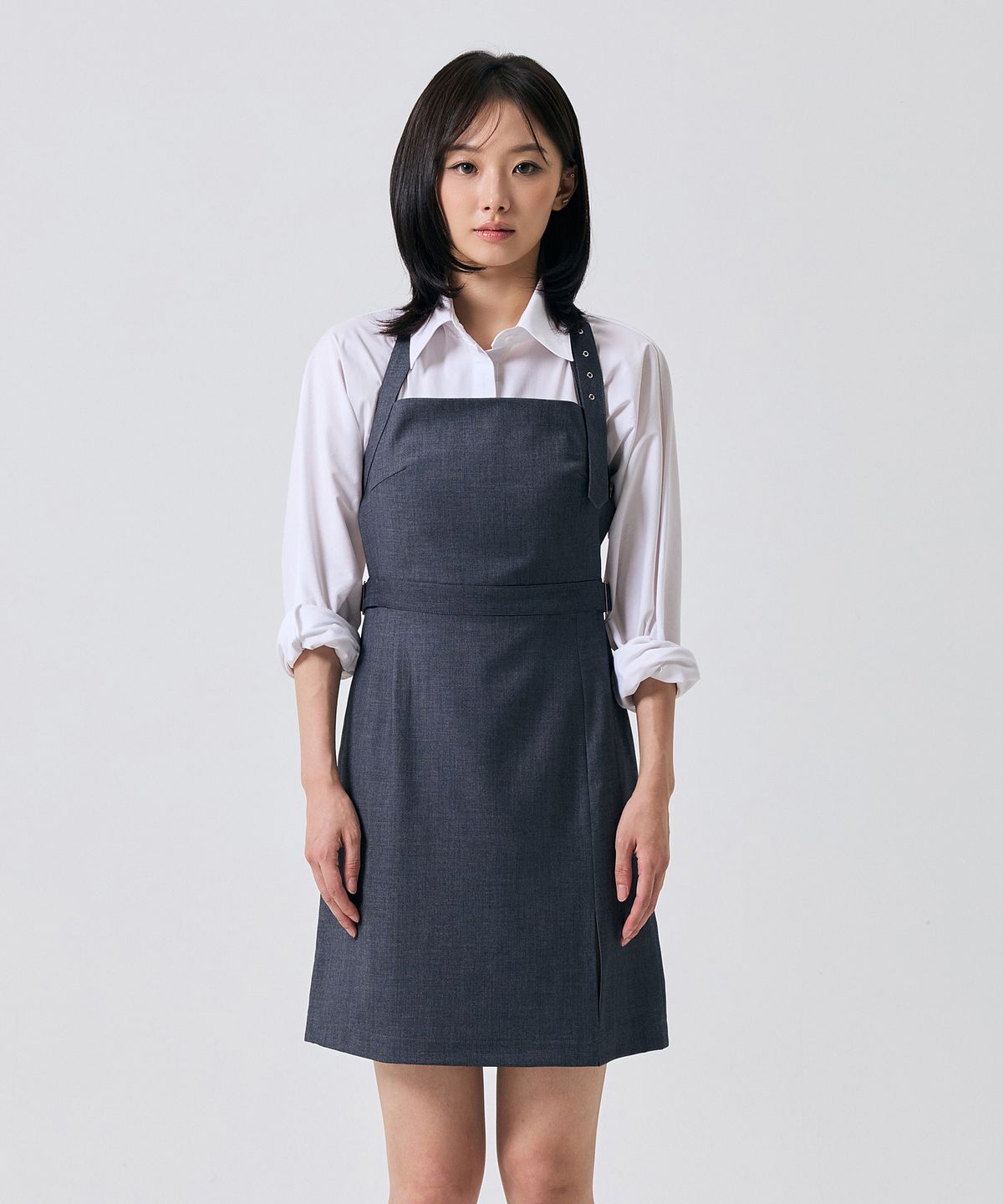 아리킴(ARIKIM) ASTRAL BUCKLE MINI DRESS / CHARCOAL