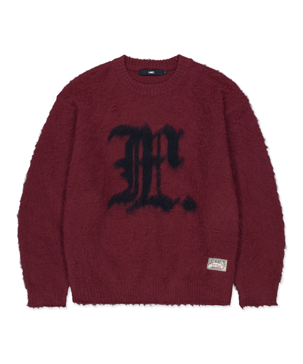 엘엠씨(LMC) GOTHIC LOGO BRUSH ROUND KNIT burgundy