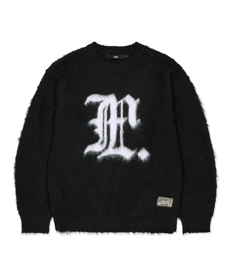 GOTHIC LOGO BRUSH ROUND KNIT black
