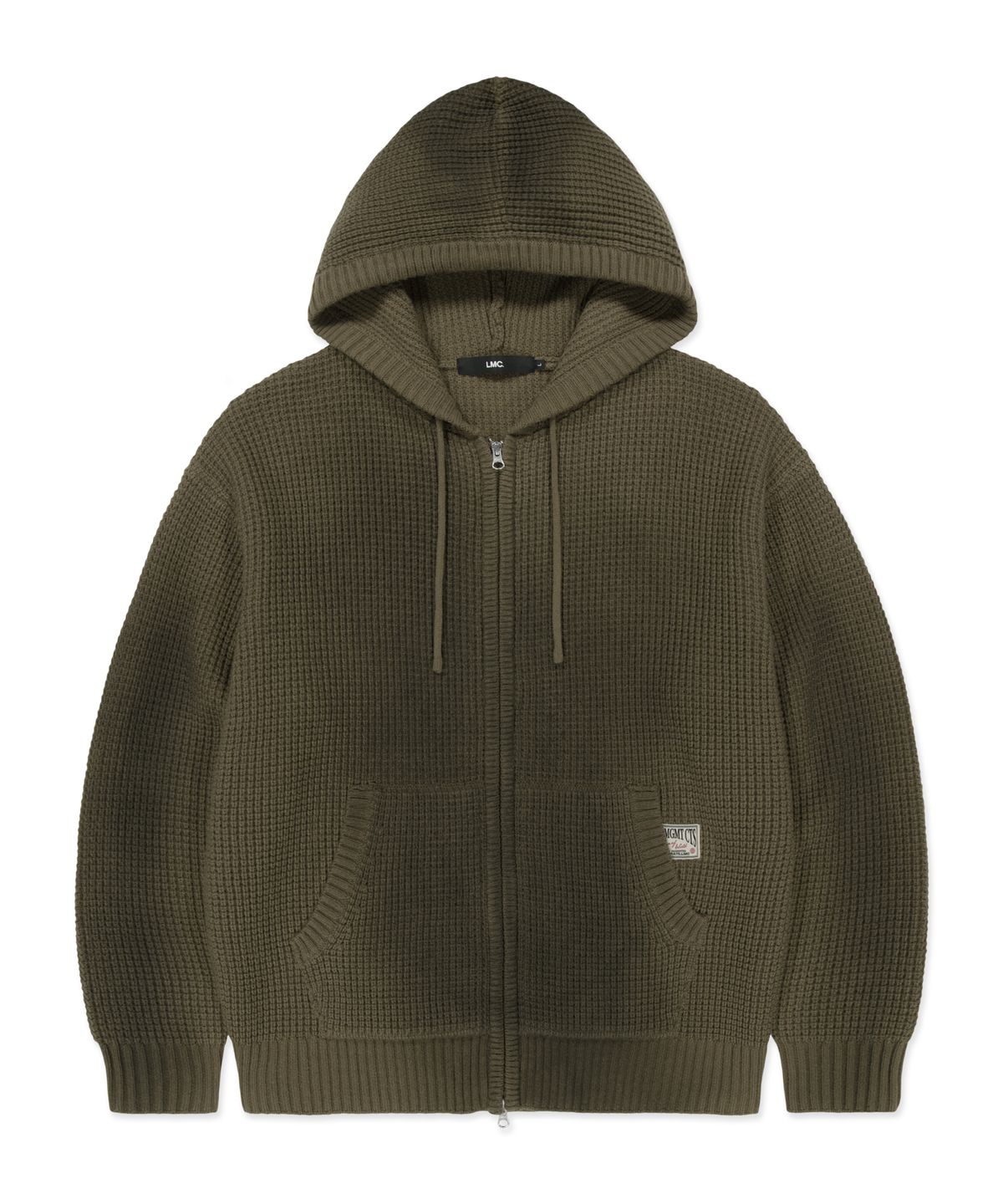 엘엠씨(LMC) SPRAY DYED WAFFLE KNIT ZIP-UP olive