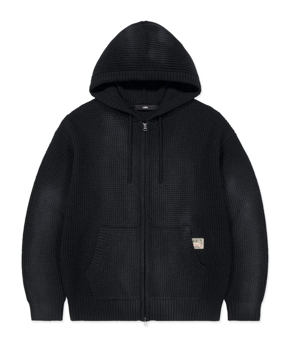 엘엠씨(LMC) SPRAY DYED WAFFLE KNIT ZIP-UP black