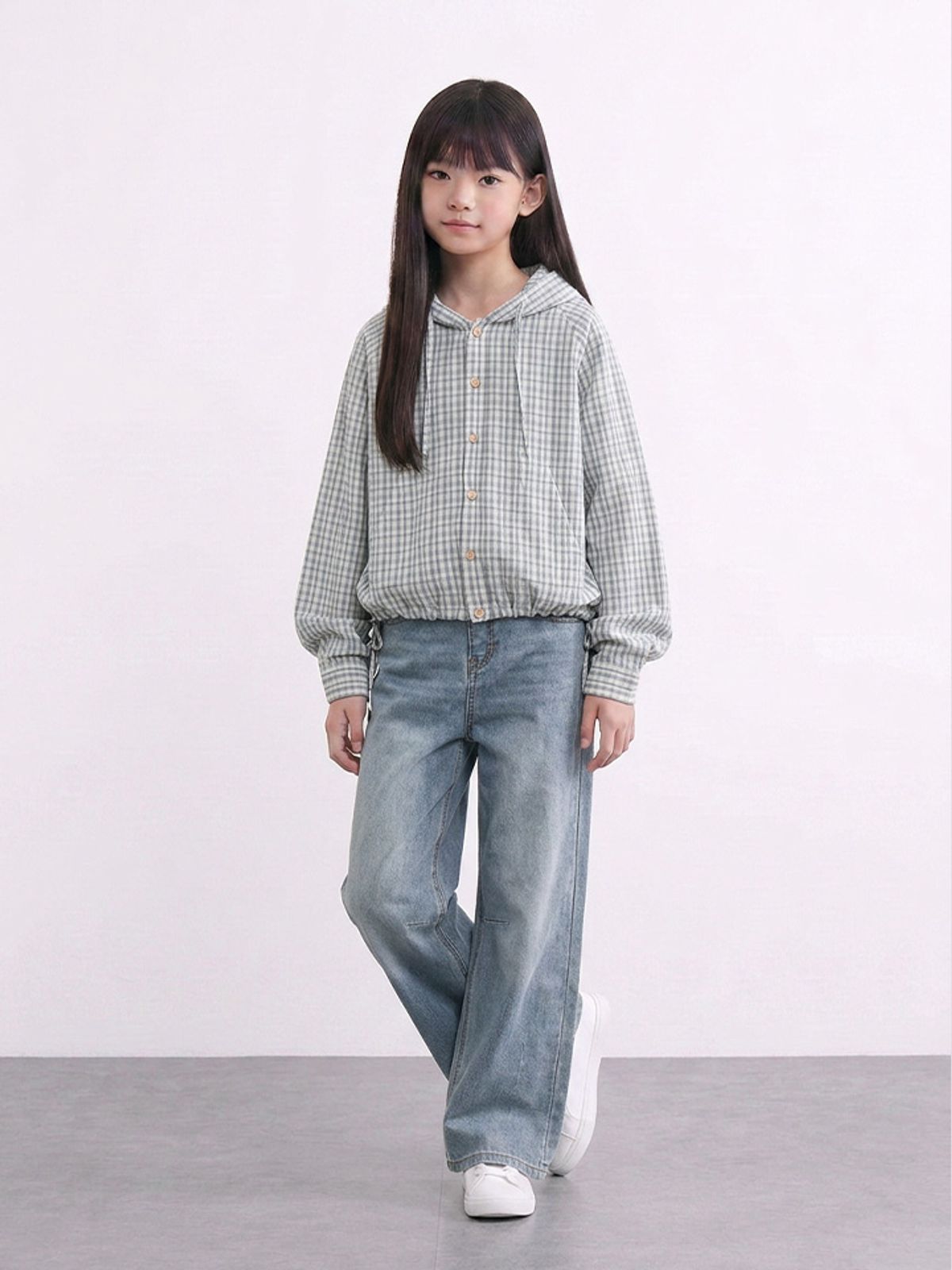 행텐 틴즈(HANGTEN TEENS) 틴즈 여아 스냅 트랜스폼 커브드 데님팬츠_244(14580-155-604-10)