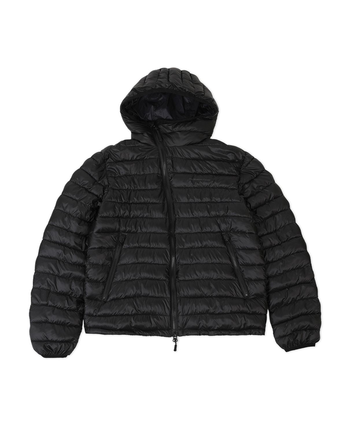 더뮤지엄비지터(THEMUSEUMVISITOR) REVOLVER THINSULATE HOODED DIAGONAL ZIP JACKET (BLACK)