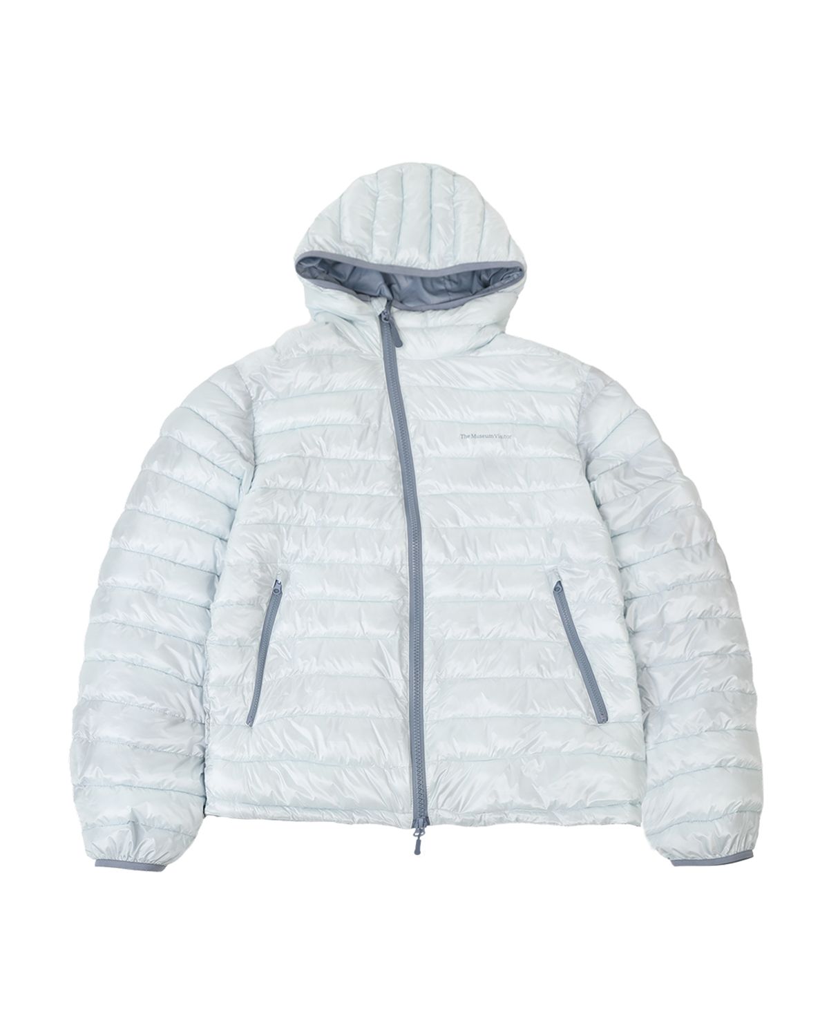 더뮤지엄비지터(THEMUSEUMVISITOR) REVOLVER THINSULATE HOODED DIAGONAL ZIP JACKET (SKY BLUE)