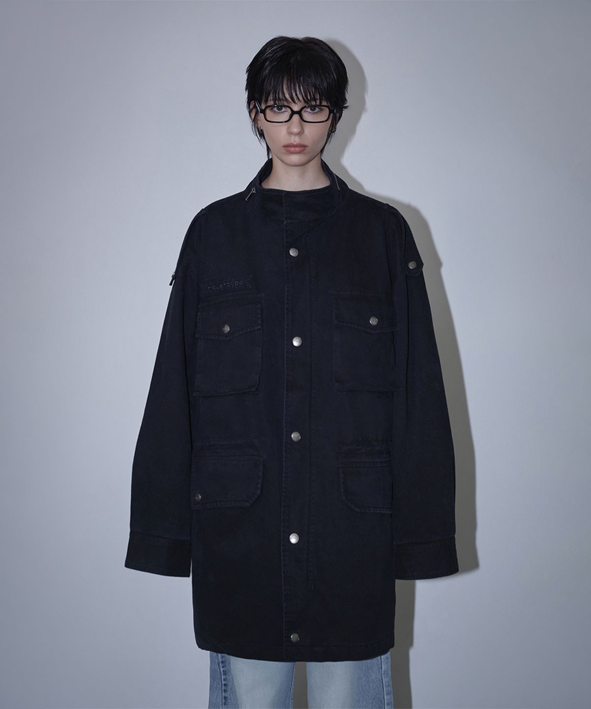 로타입(ROUGHTYPE) Washed Safari Mid Jacket - Black