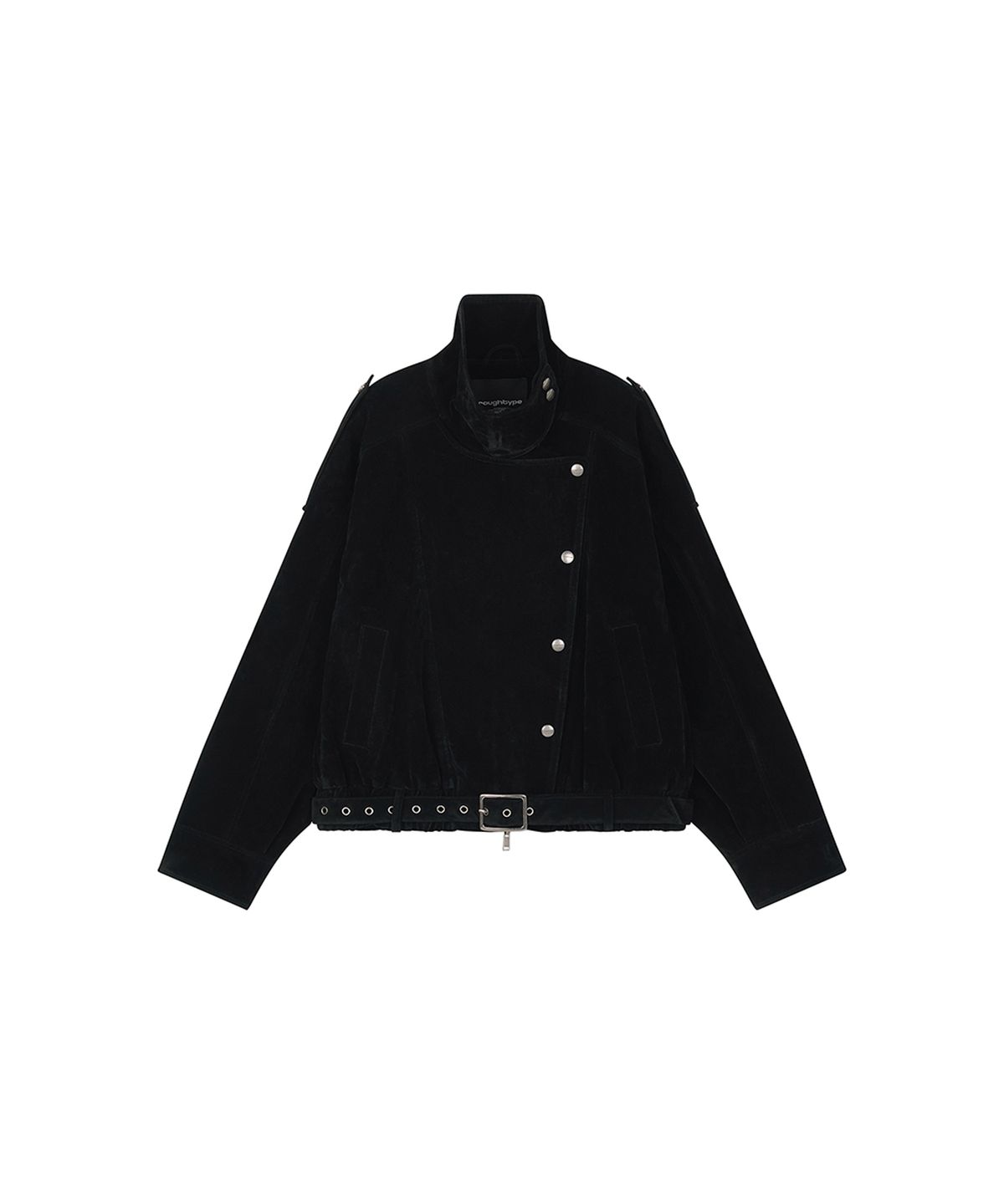 로타입(ROUGHTYPE) High-neck Suede Leather Jacket - Black