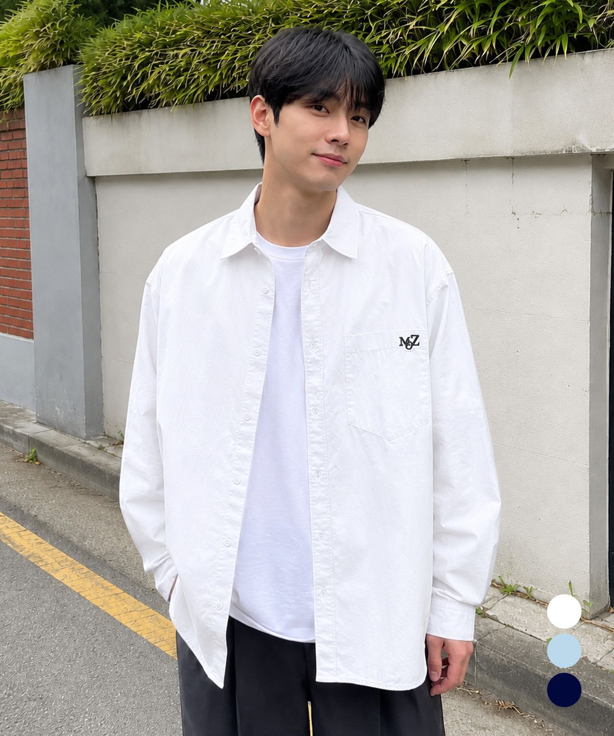 모즈모즈(MOZMOZ) 나일론 오버핏 베이직 셔츠 3color