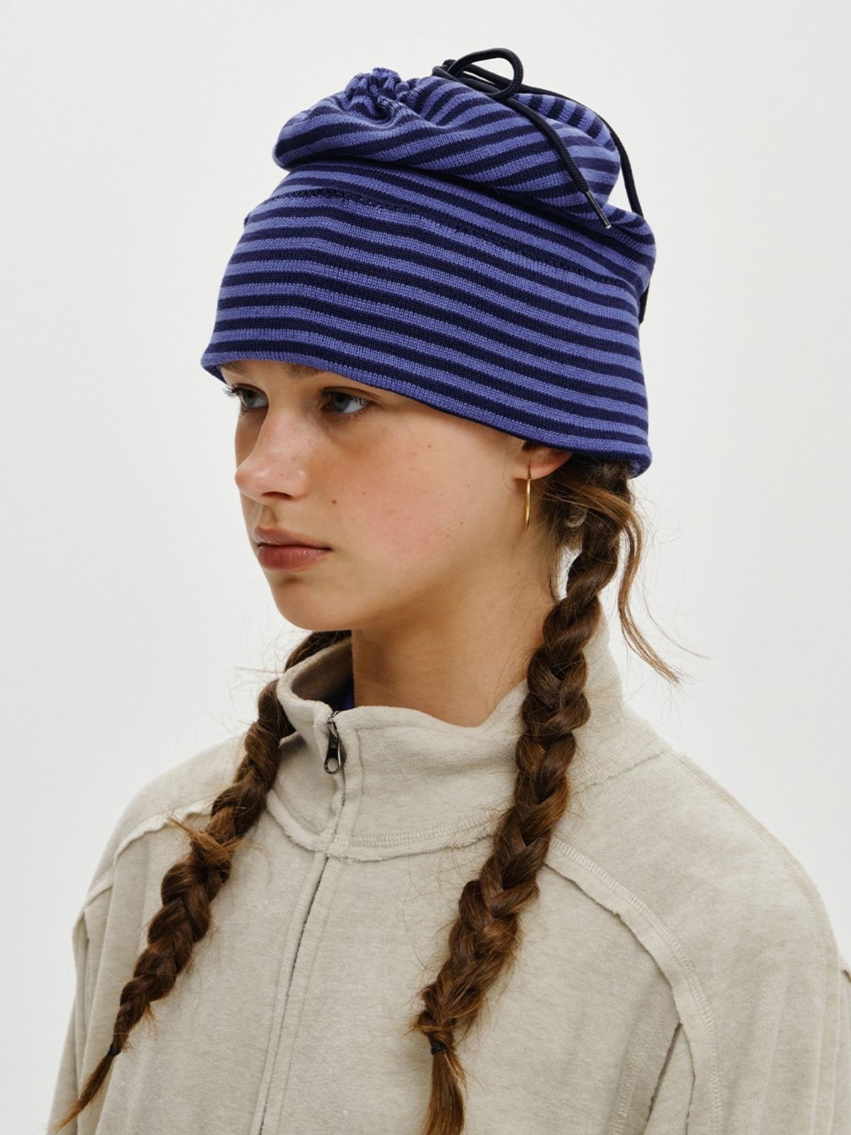 플리즈프로젝트(PLZPROJECT) TWO-WAY STRING BEANIE, NAVY