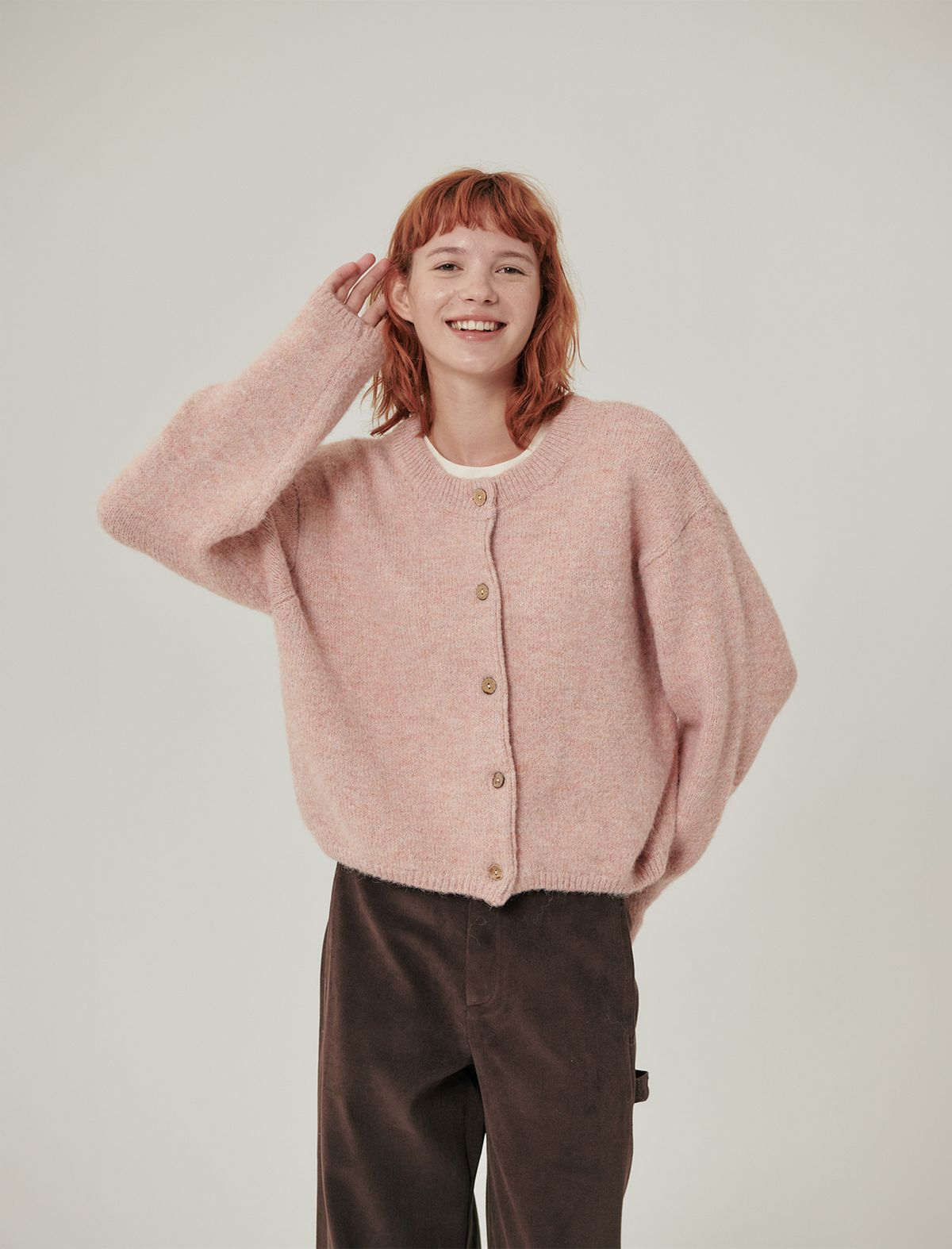 플랫웨이브 인 서울(FLATWAVE IN SEOUL) Ebbe Mild Wool Cardigan Pink
