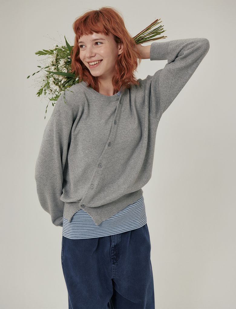 Floa Unbalanced Cardigan Grey