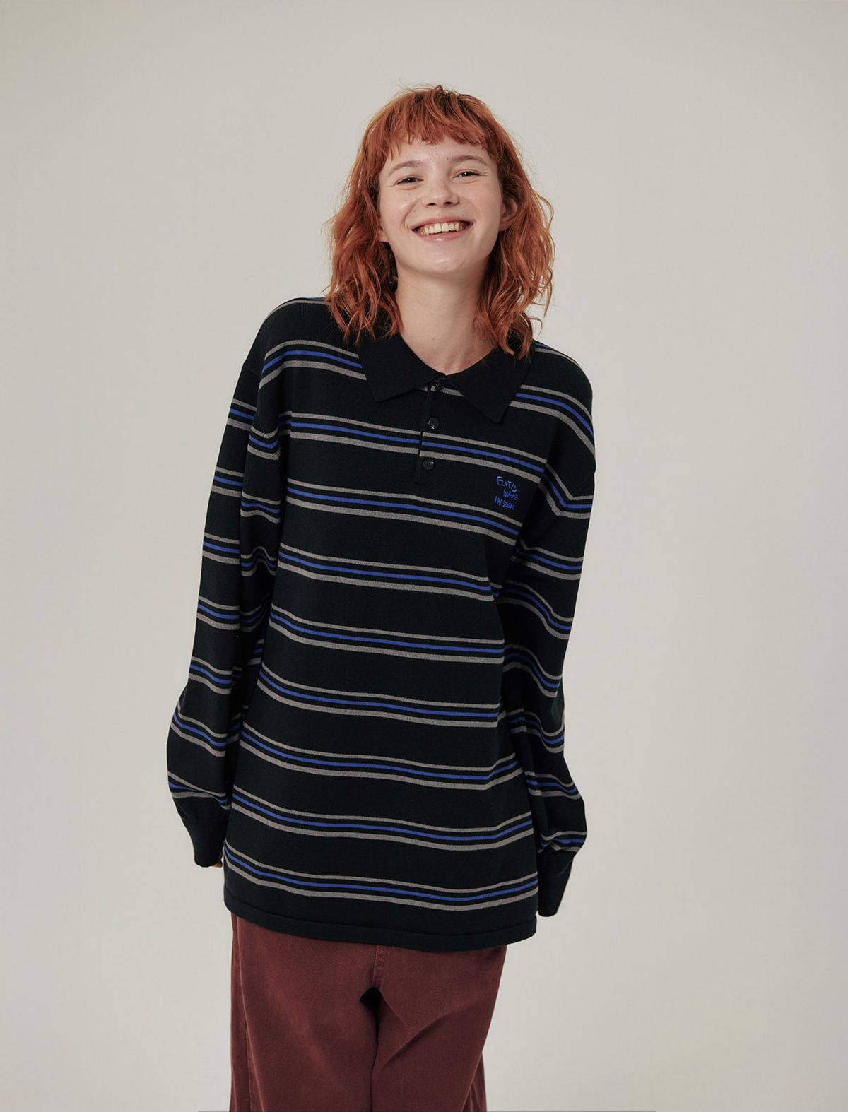 플랫웨이브 인 서울(FLATWAVE IN SEOUL) Oshen Stripe Pique Knit Black