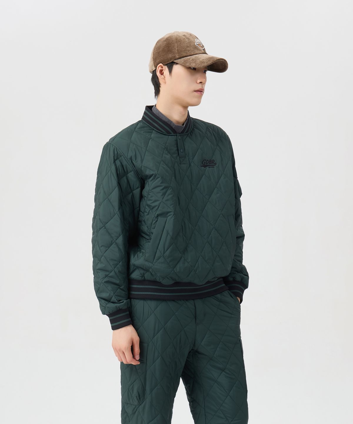 골든베어(GOLDEN BEAR) (남성) Quilted Ribbed Neck Pullover G4TAW26203GRX