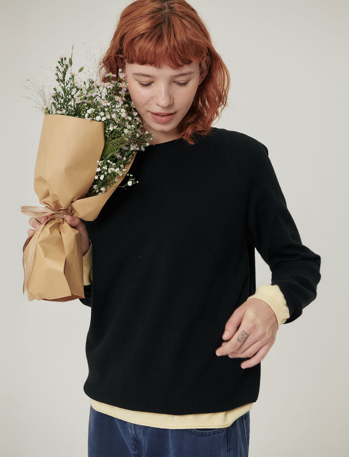 플랫웨이브 인 서울(FLATWAVE IN SEOUL) Marel Loose Fit Round Knit Black