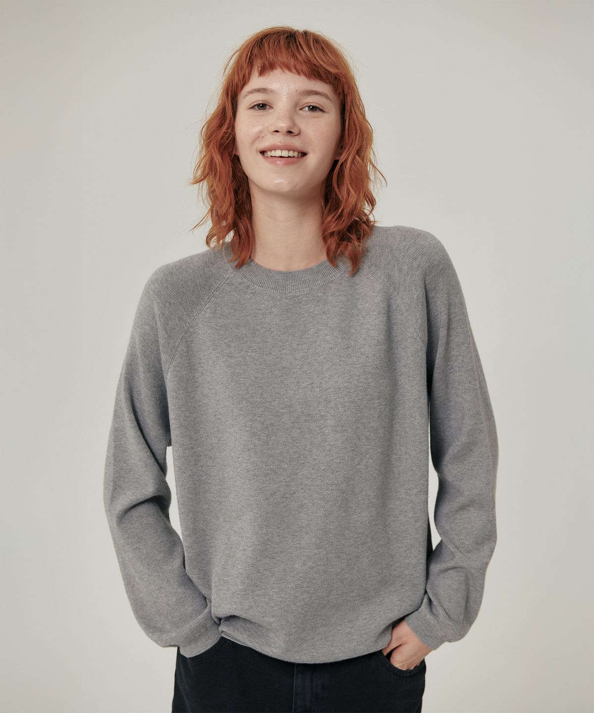플랫웨이브 인 서울(FLATWAVE IN SEOUL) Marel Loose Fit Round Knit Grey