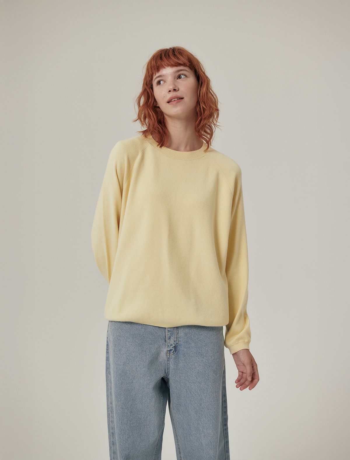 플랫웨이브 인 서울(FLATWAVE IN SEOUL) Marel Loose Fit Round Knit Yellow