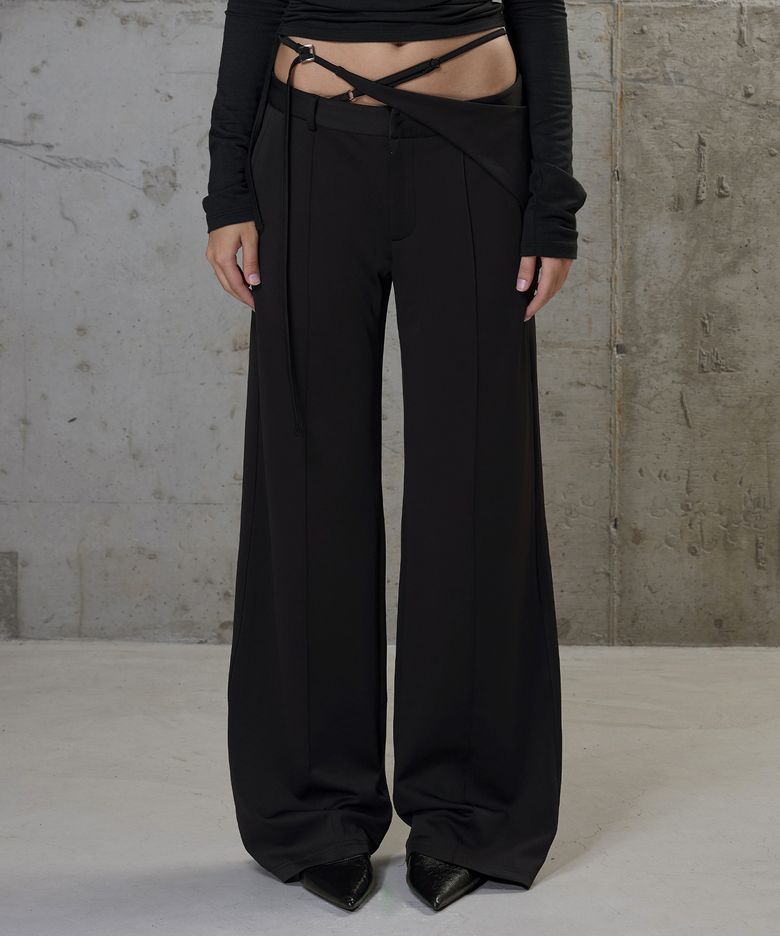 Waist Belted Trousers - Black