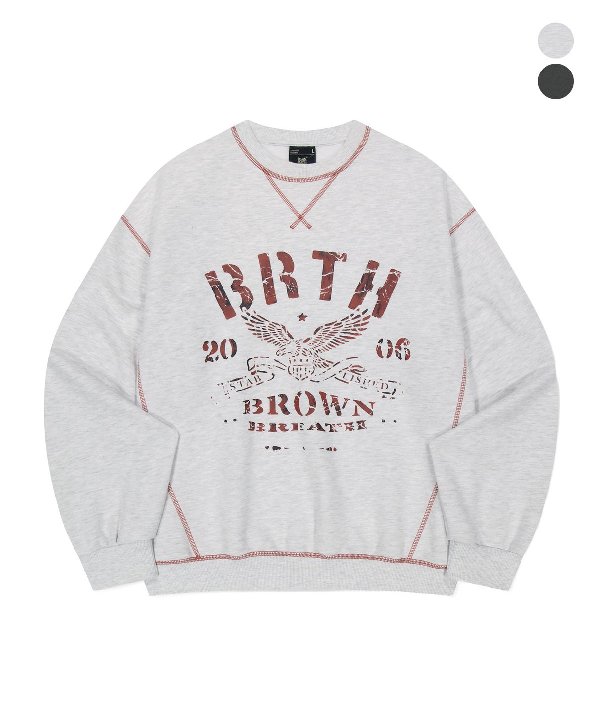 브라운브레스(BROWNBREATH) COVER STITCH VARIATION TAG CREWNECK (2colors)