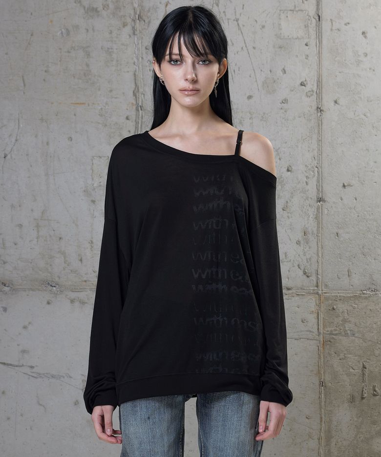 One Shoulder Strap Sweatshirt - Black