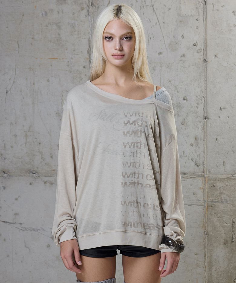 One Shoulder Strap Sweatshirt - Oatmeal