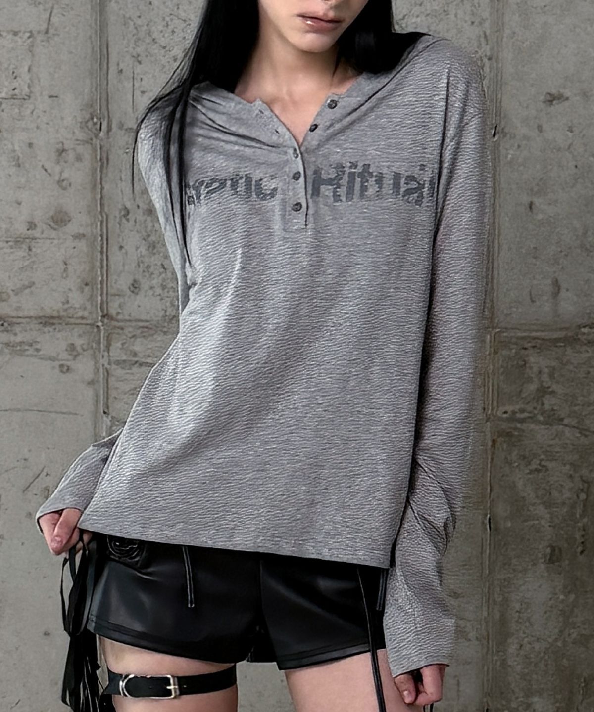 락케이크(ROCKCAKE) Static Sleeve Hoodie - Gray