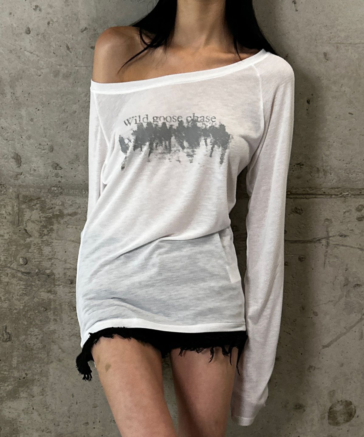 락케이크(ROCKCAKE) Sheer Raglan Sleeve Top - White