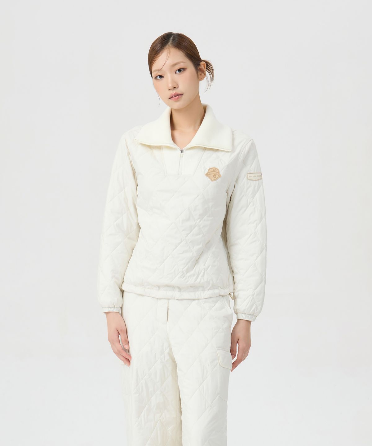 골든베어(GOLDEN BEAR) (여성) Quilted V-neck Sweat (SET UP) G5TAW26201IVX