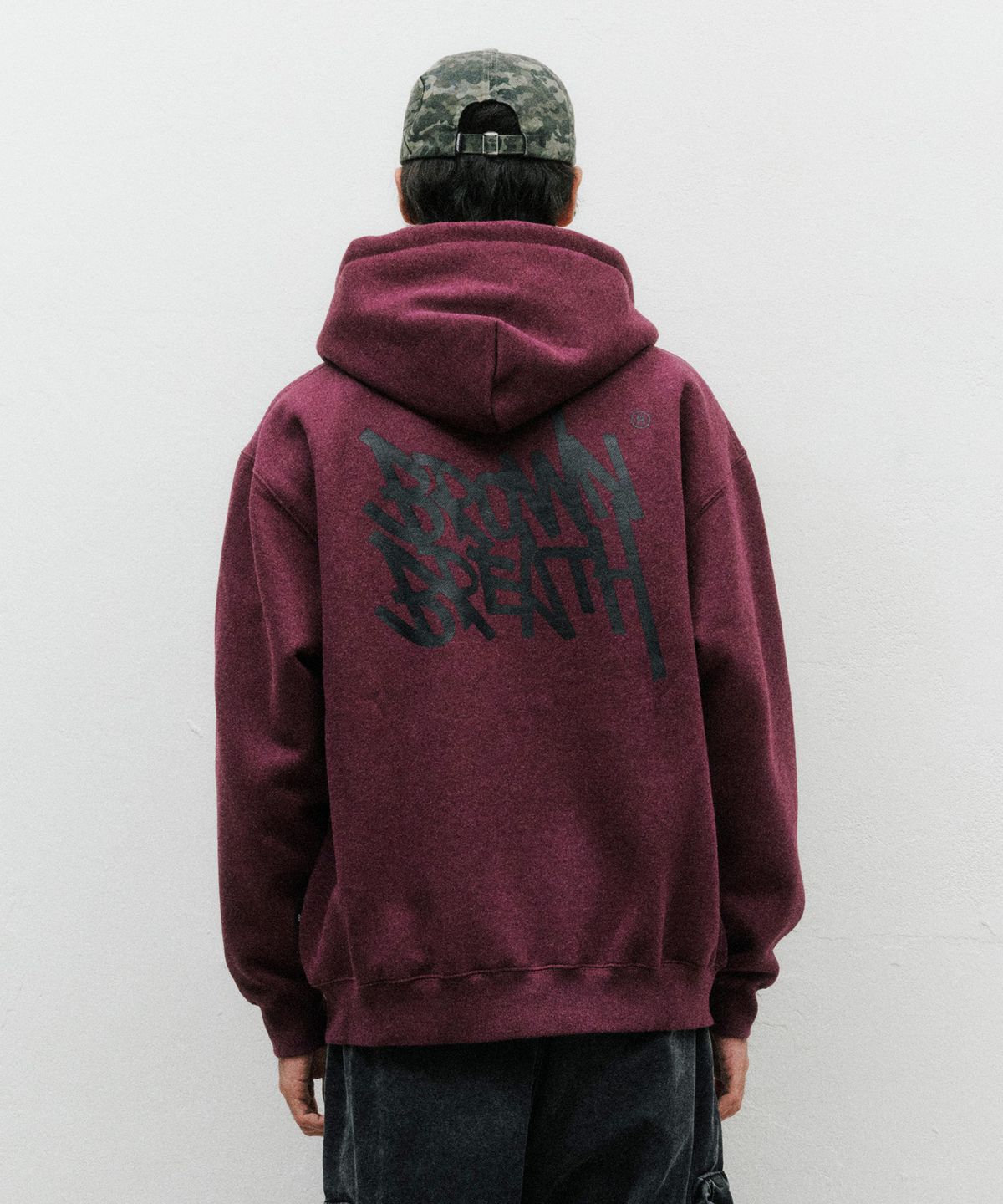 브라운브레스(BROWNBREATH) TAG HOOD ZIP UP - MELANGE BURGUNDY