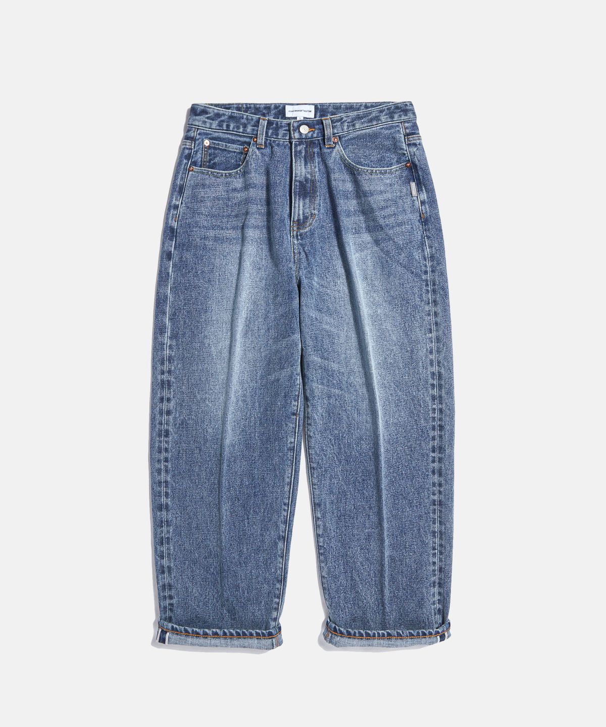 에스피오나지(ESPIONAGE) Selvedge Center Press Denim Pants Faded Indigo