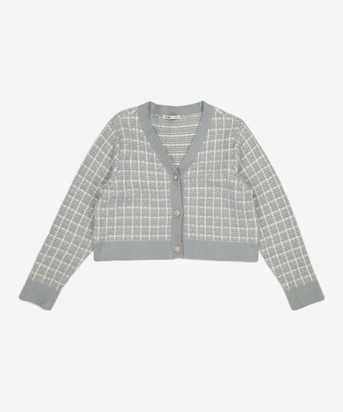 미쏘(MIXXO) 크롭 트위드 배색 가디건 MIWCKBV61T L