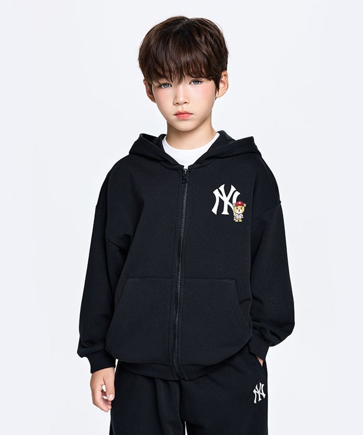 엠엘비 키즈(MLB KIDS) 스포티브 라이크 프렌즈 빅럭스 후드집업 NY (Black)
