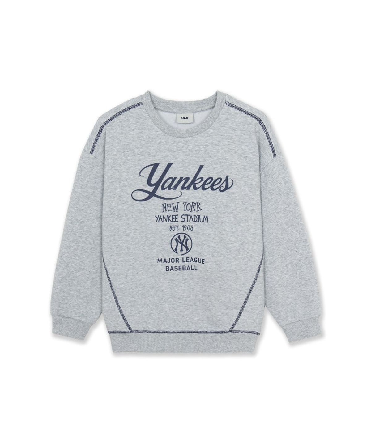 엠엘비 키즈(MLB KIDS) 스트릿 레터링 로고 맨투맨 NY (L.Melange Grey)