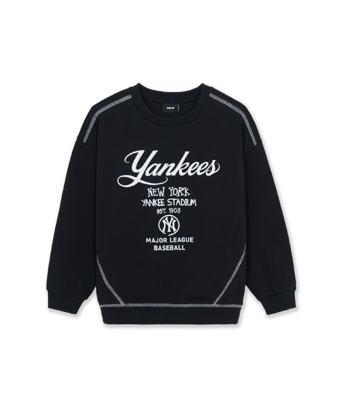 엠엘비 키즈(MLB KIDS) 스트릿 레터링 로고 맨투맨 NY (Black)