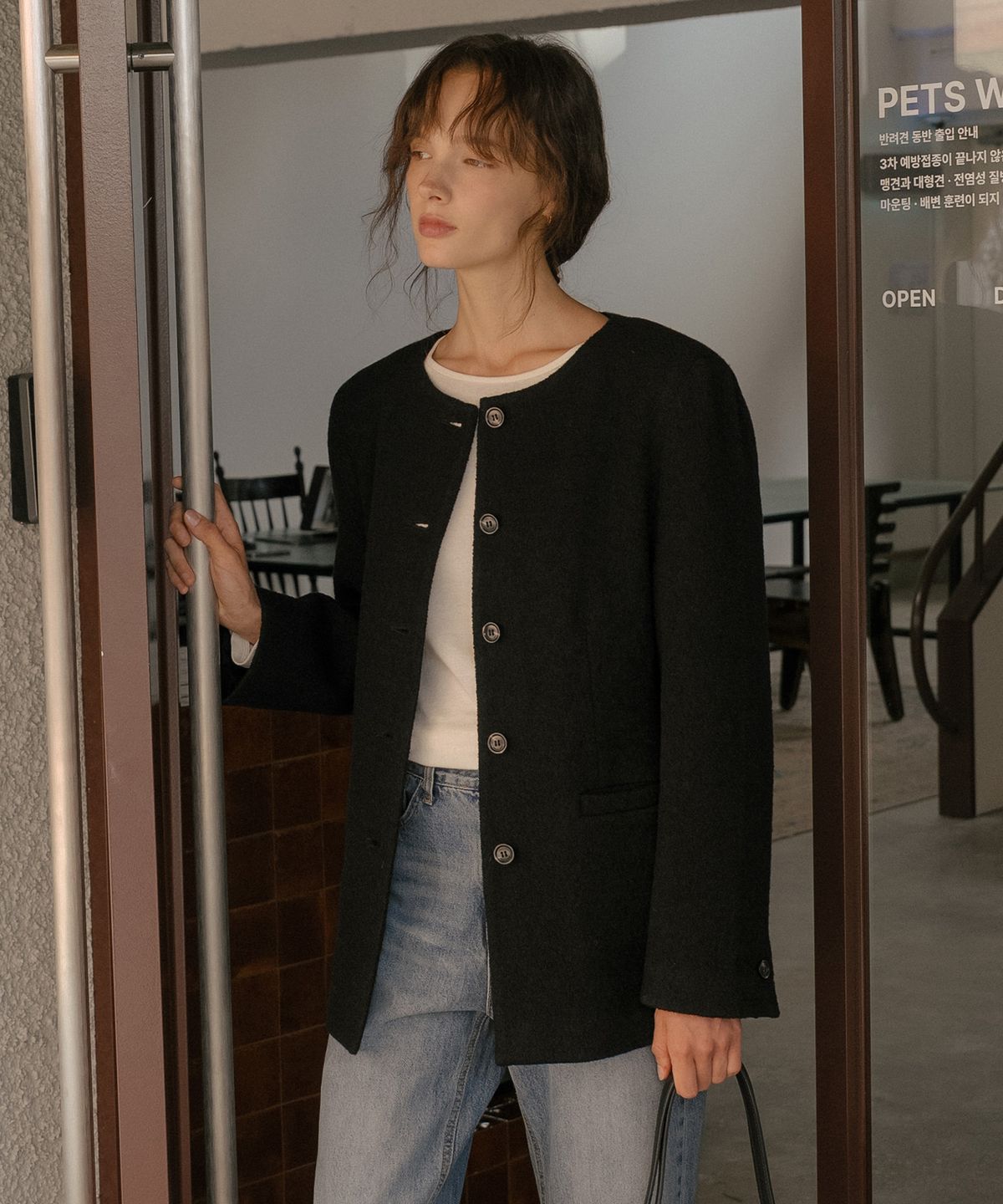 틸아이다이(TILL I DIE) Wool blended tweed jacket [TIFA06JK07]_Black