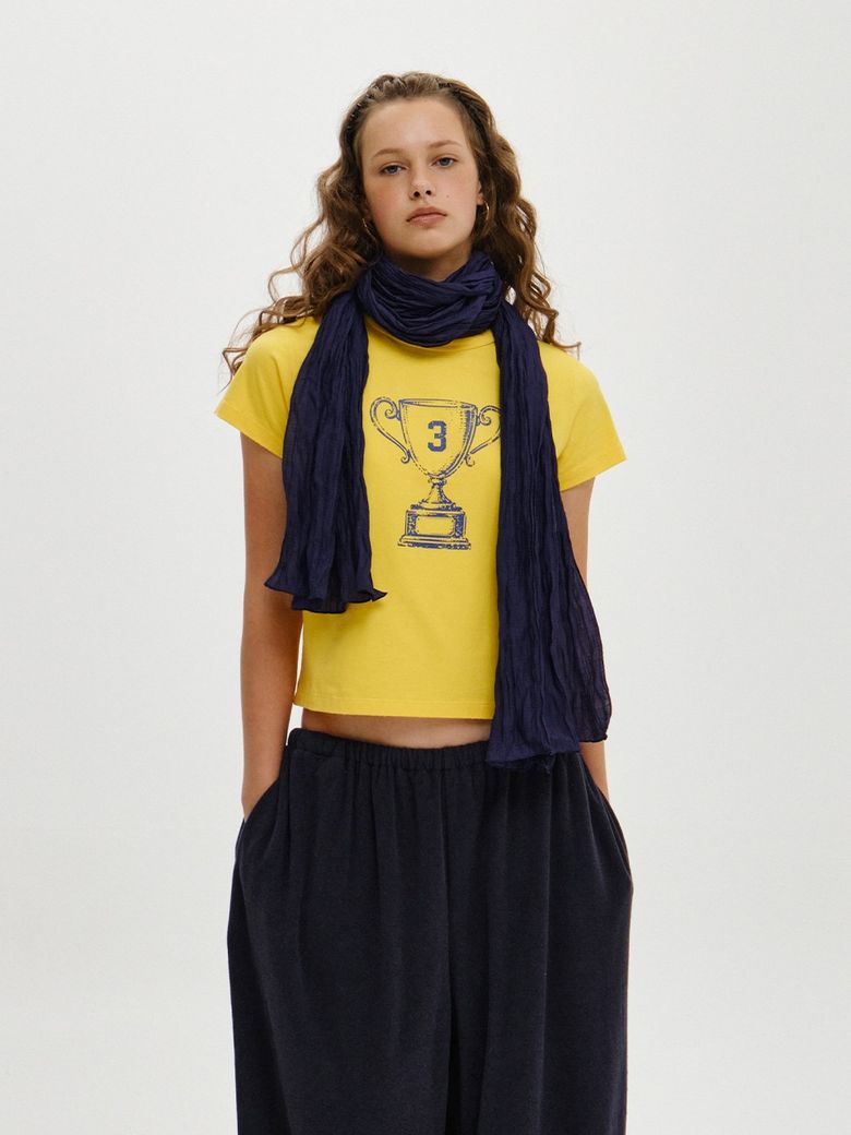 WRINKLE LONG SCARF, NAVY