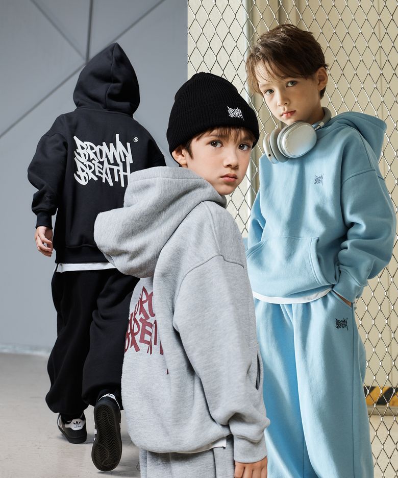 KIDS BRUSHED TAG HOODIE SETUP(기모) - 4COLOR