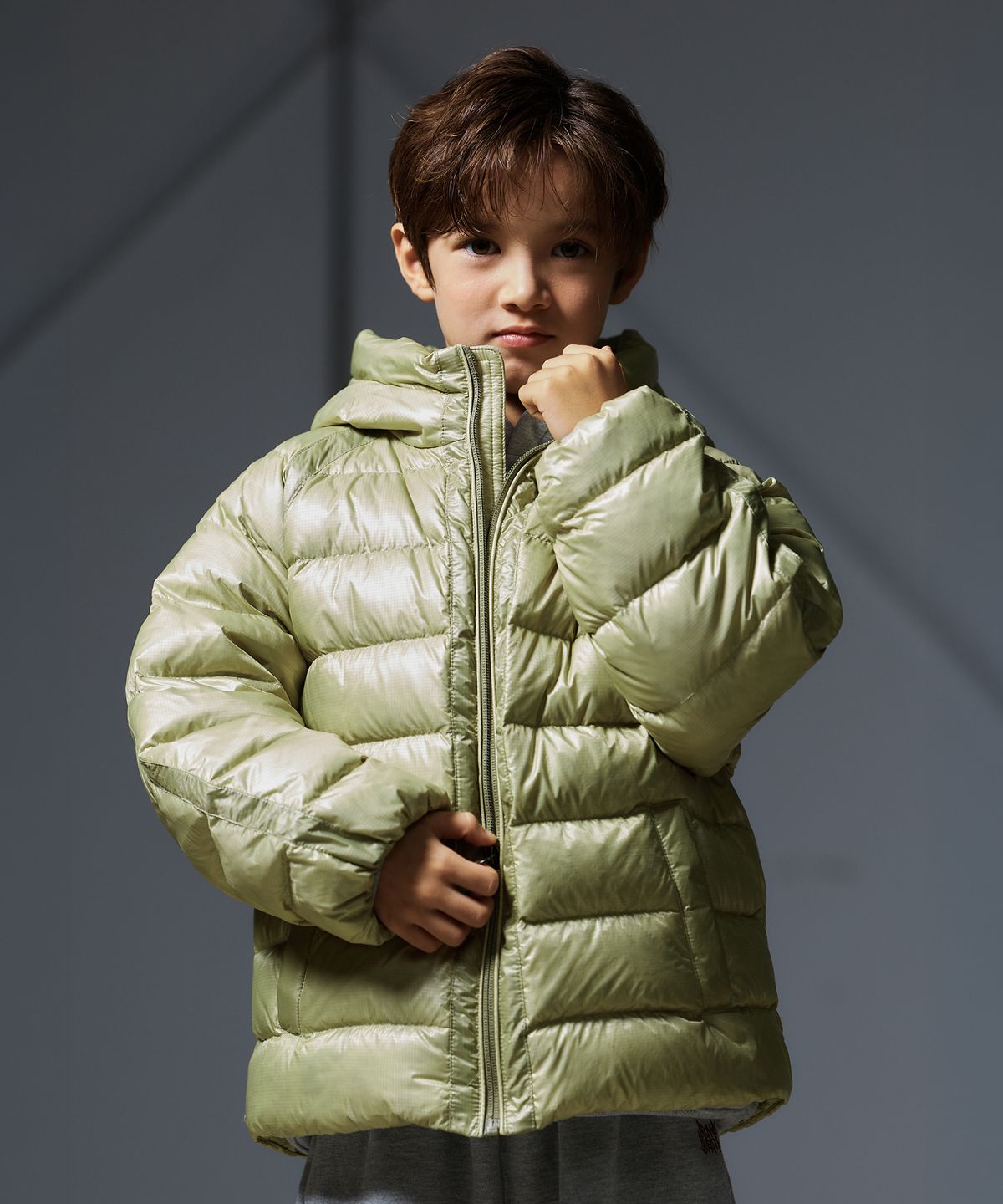 브라운브레스 키즈(BROWNBREATH KIDS) KIDS TAG LIGHT DOWN JUMPER - OLIVE