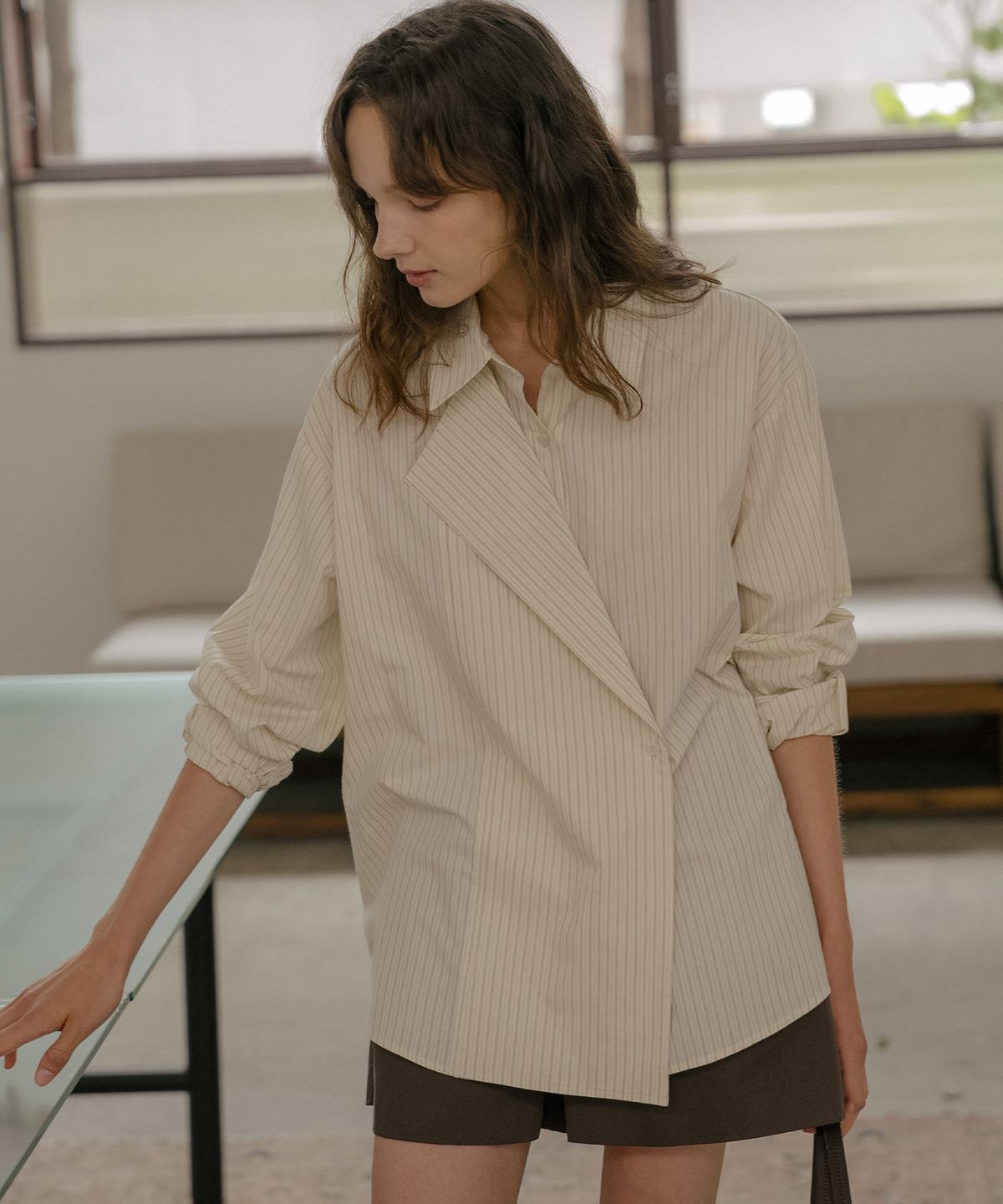 틸아이다이(TILL I DIE) 2way stripe wrap shirt [TIFA06SH01]_Ivory