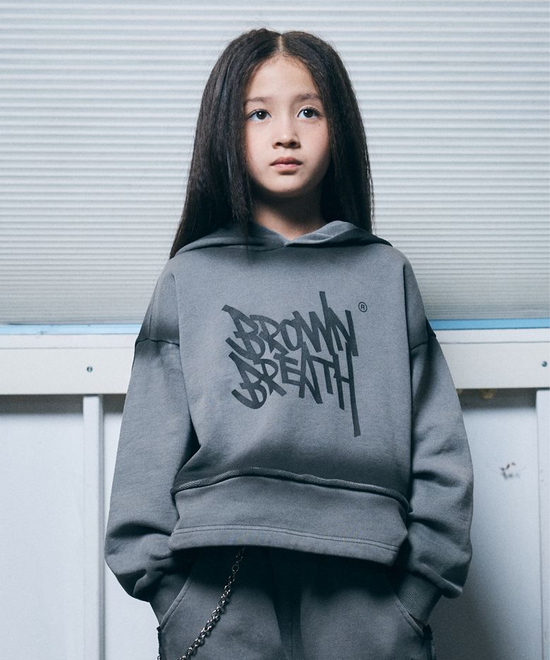 KIDS GIRL PIGMENT LAYERED HOODIE - GREY