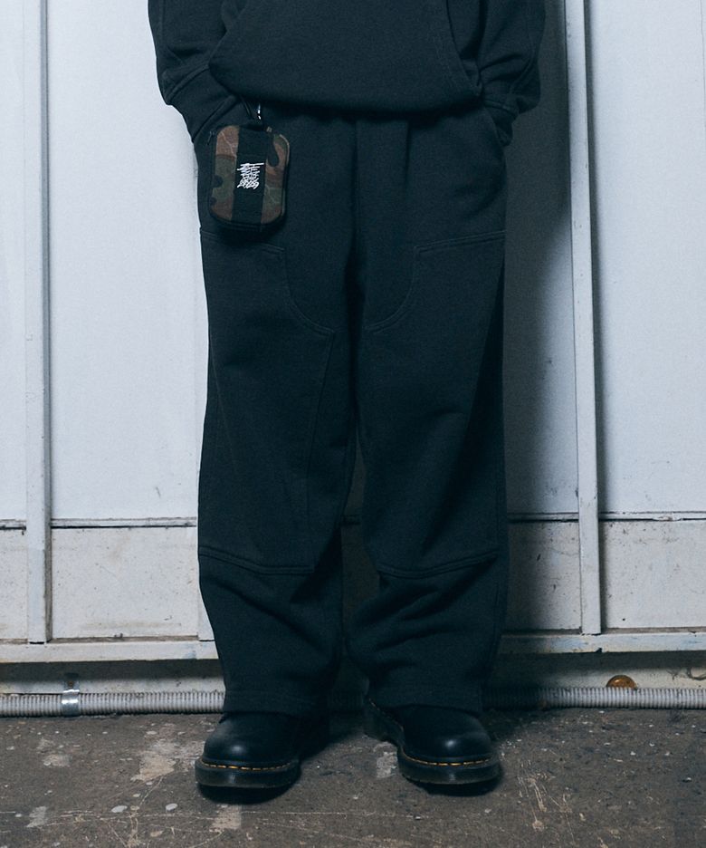 KIDS PIGMENT DOUBLE KNEE PANTS - BLACK