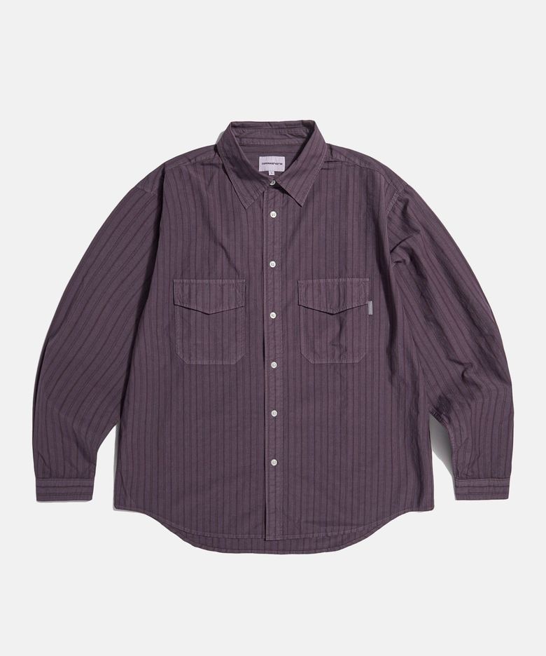 Overdyed Stripe 2 Pocket Shirt Purple