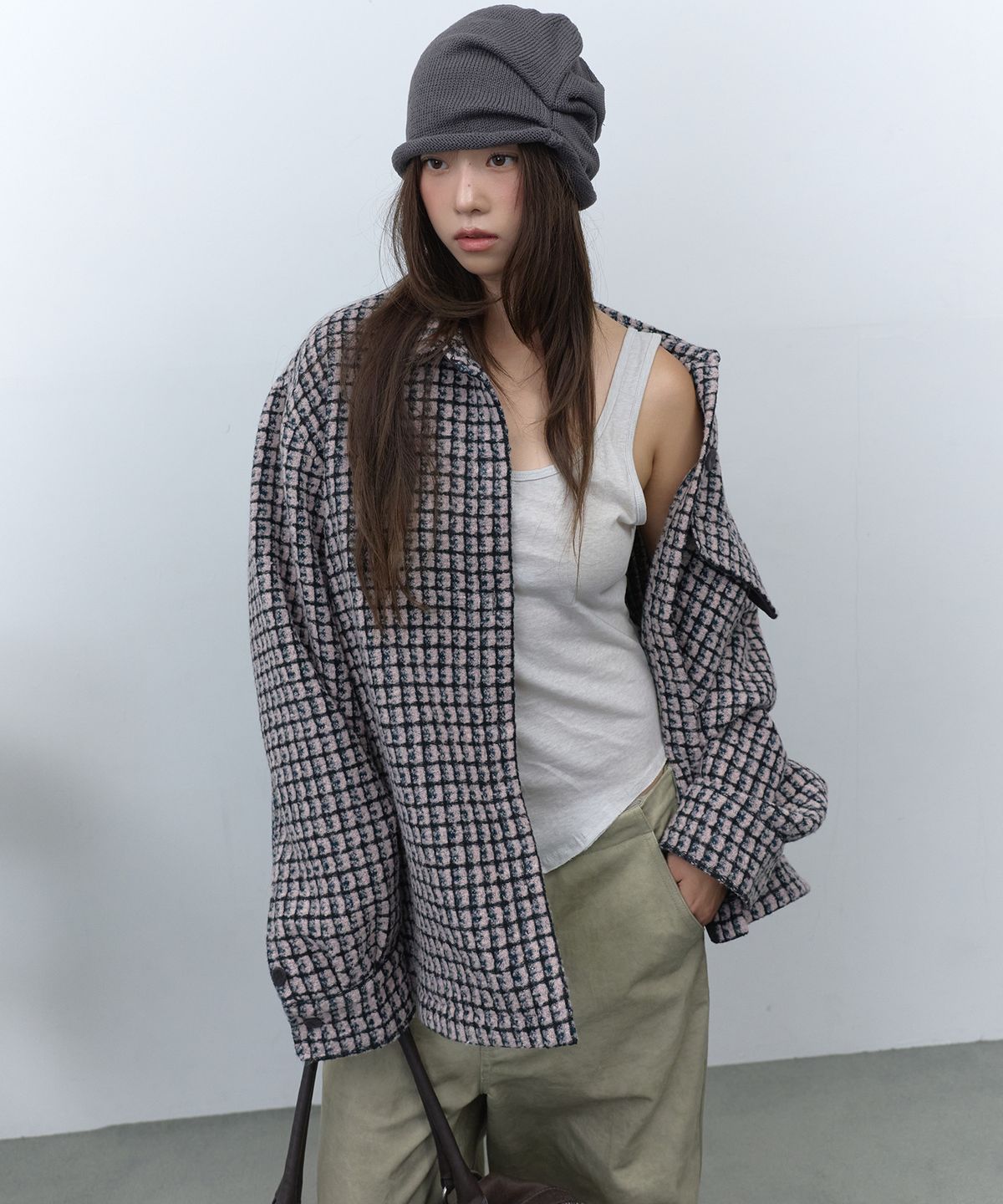 라피네아뜰리에(RAFFINE ATELIER) 코듀로이 배색 셔츠 자켓 핑크