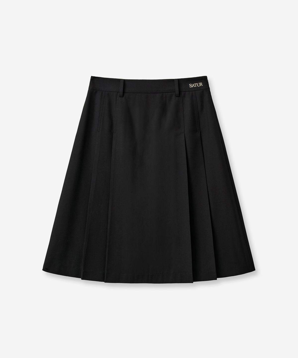 세터(SATUR) (W) 플리츠 미디 스커트 블랙